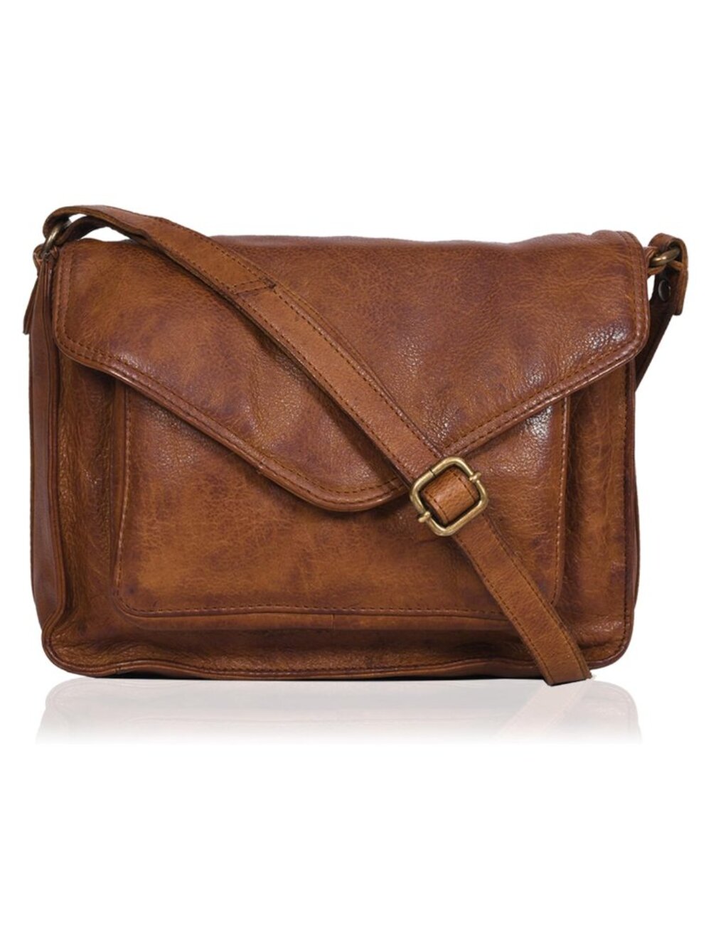 Genuine Leather Crossbody Purse Medium Satchel Adjustable Strap